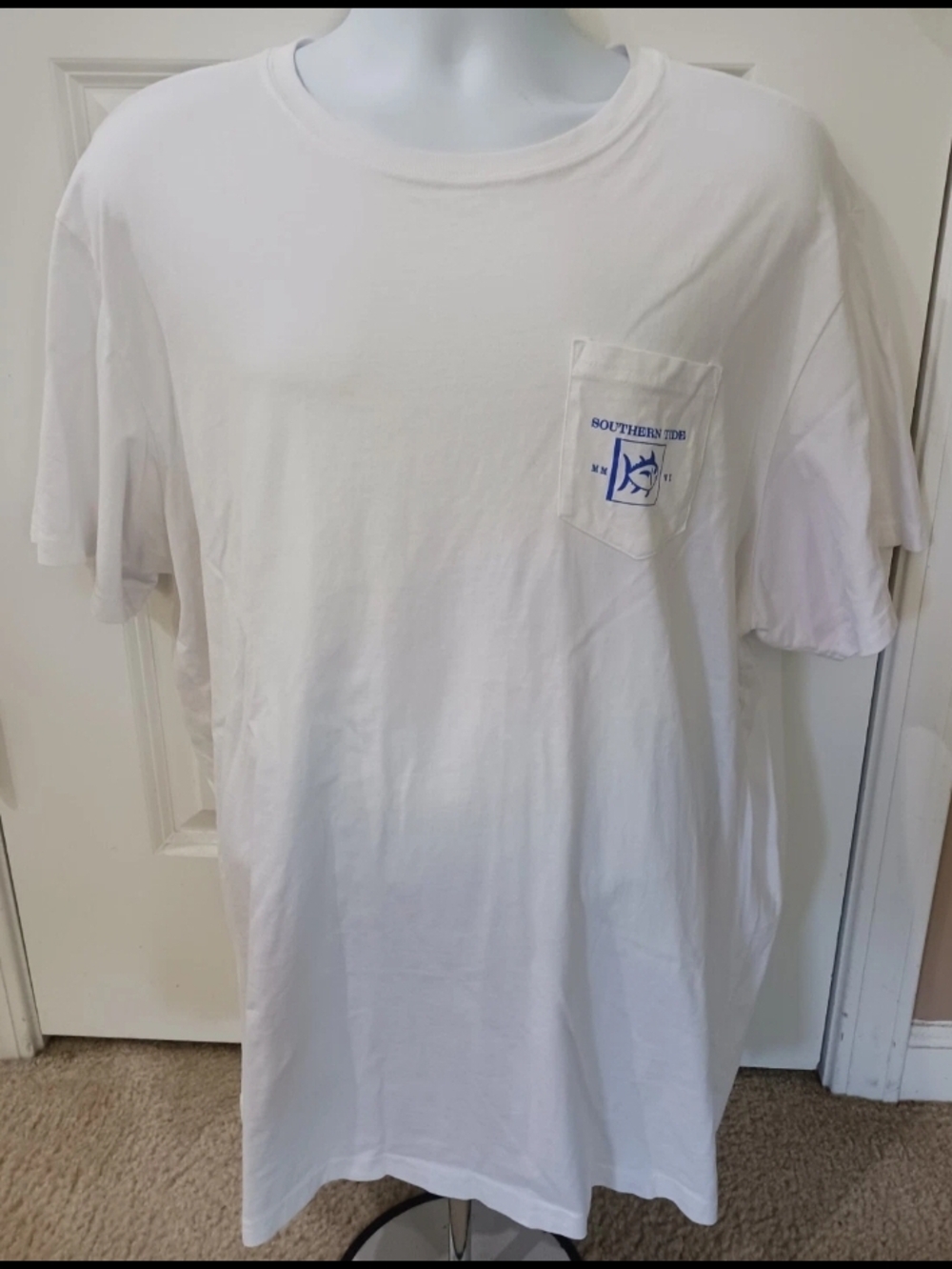 Southern Tide Kiawah Island Men's 2XL White Short-Sleeve Pocket Tee Shirt SC